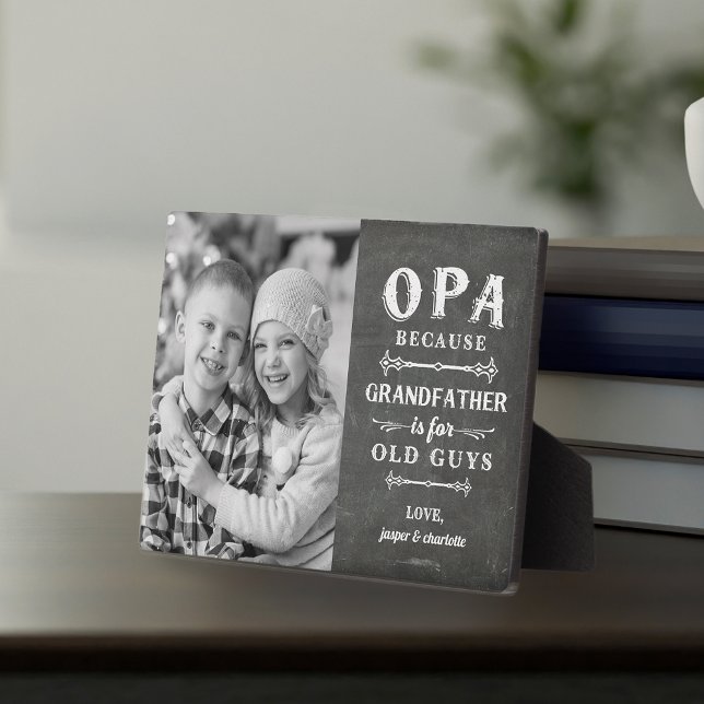Opa Grandfather Father's Day Kids Photo Plaque (Creator Uploaded)