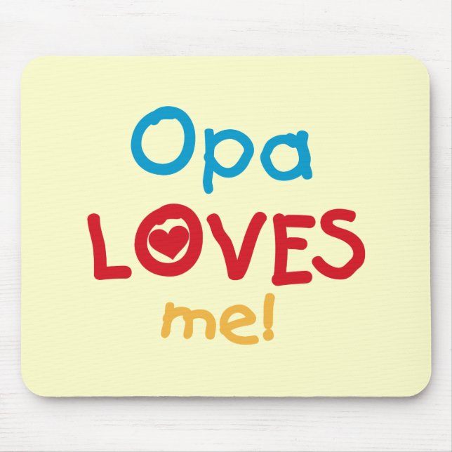Opa Loves Me T-shirts and Gifts Mouse Mat (Front)