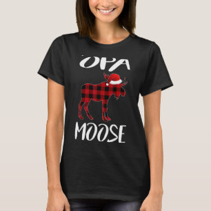 Opa Moose Buffalo Red Plaid Santa Christmas Family T-Shirt