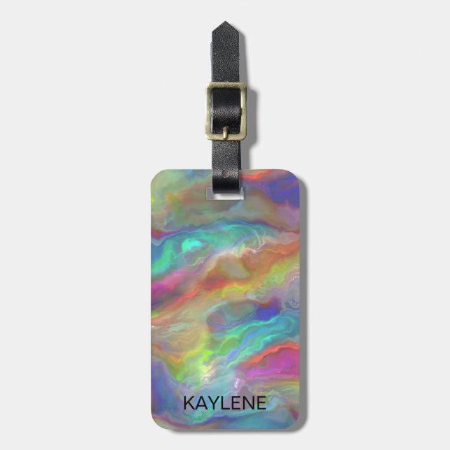 Opal Agate Personalised Luggage Tag (Front Vertical)