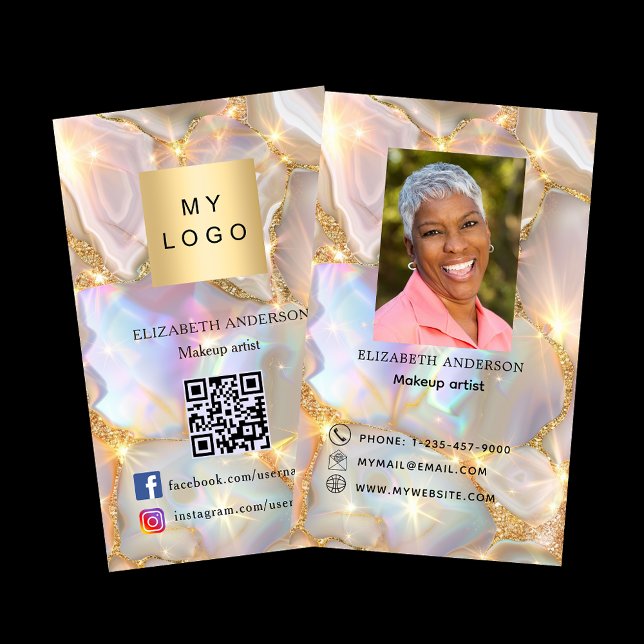 Opal agate stone logo photo Qr code social media Business Card (Creator Uploaded)