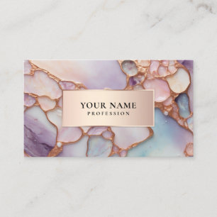 Opal Agate Stone & Marble QR Code Luxury Business Card