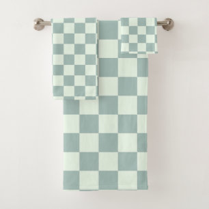 Opal and Honeydew Chequerboard Bath Towel Set