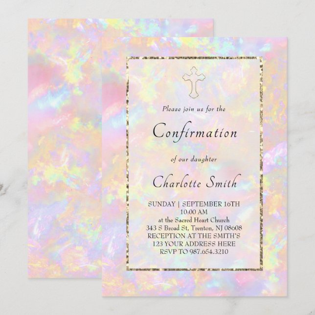 opal background Confirmation Invitation (Front/Back)
