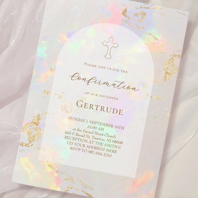 opal background Confirmation Invitation (Creator Uploaded)