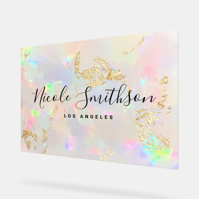 opal background faux foil veins acrylic sign (Angle)