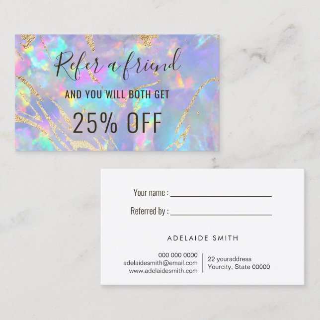 opal background referral card (Front/Back)