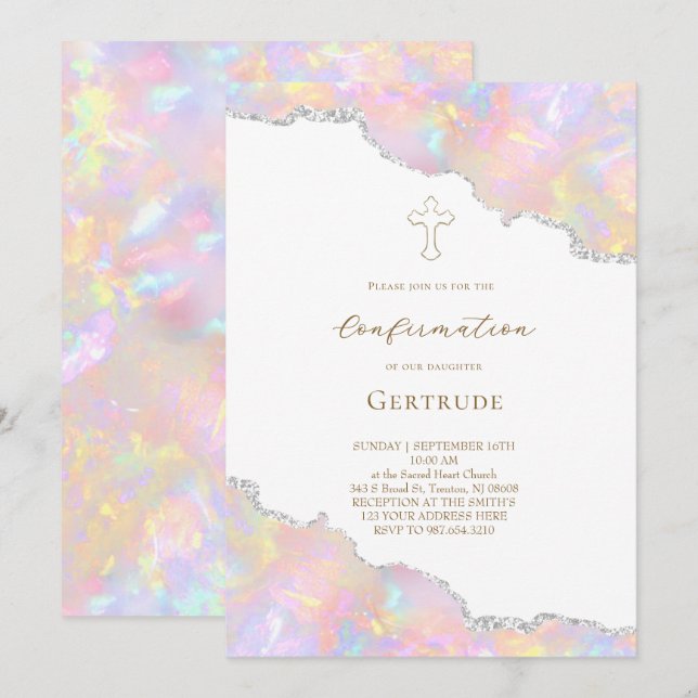  opal borders Confirmation Invitation (Front/Back)