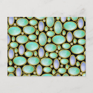 Opal Brooch Gem Gemstone Turquoise Pattern Postcard