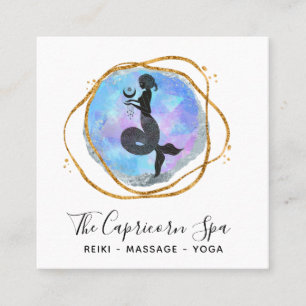 *~* Opal Capricorn Mermaid Gold Geometric Goddess Square Business Card