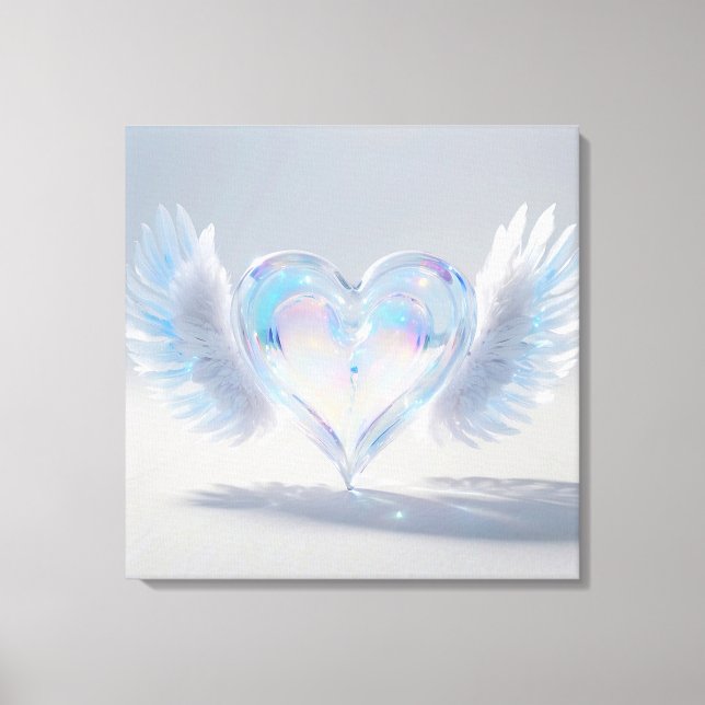 *~* Opal Crystal Heart Angel Wings AP78  Canvas Print (Front)