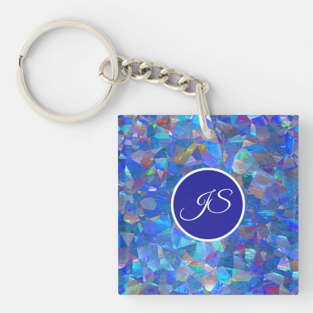 Opal Crystal Personalised Acrylic Keychain (Front)