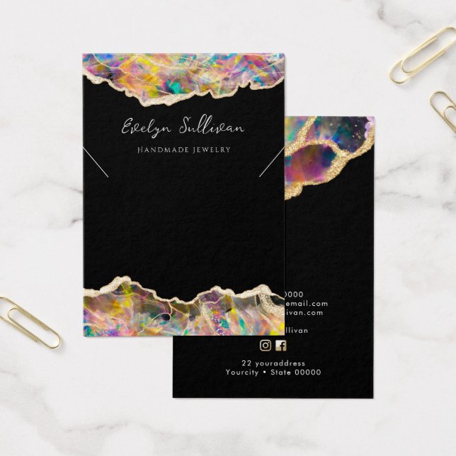 Opal design on black necklace display card (Office)
