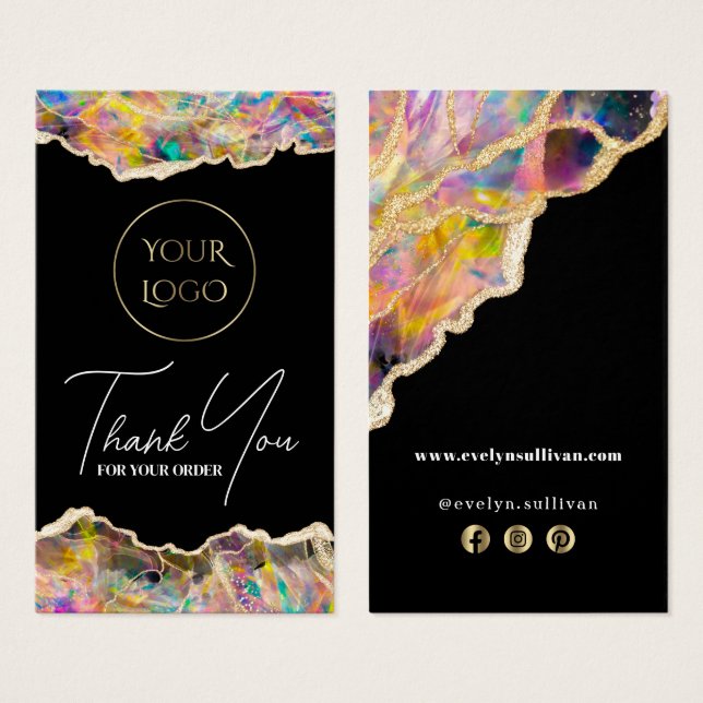 Opal design on black package insert (Front & Back)