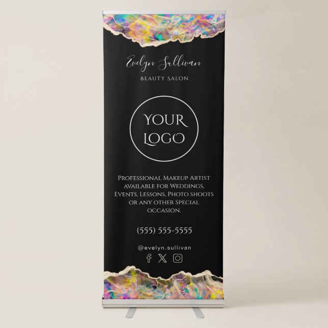 opal design on black retractable banner (Front)