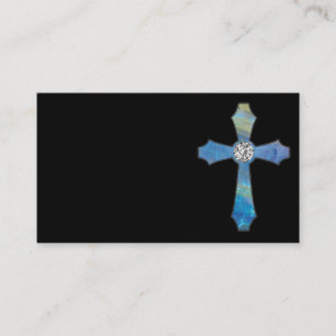 Opal & Diamond Jewel Cross Black Business Cards