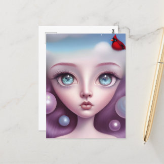 Opal Eyes Cardinal Girl Postcard