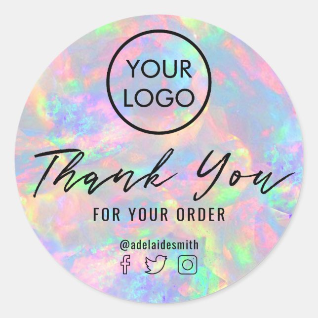 opal gem texture thank you  classic round sticker (Front)