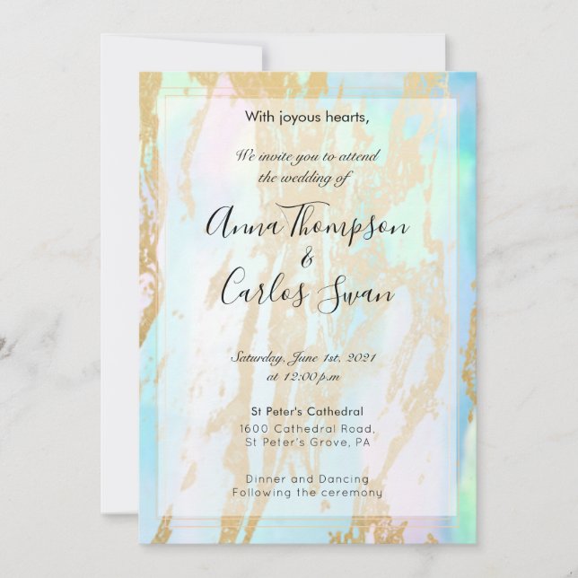 Opal Gemstone elegant modern with gold details Invitation (Front)