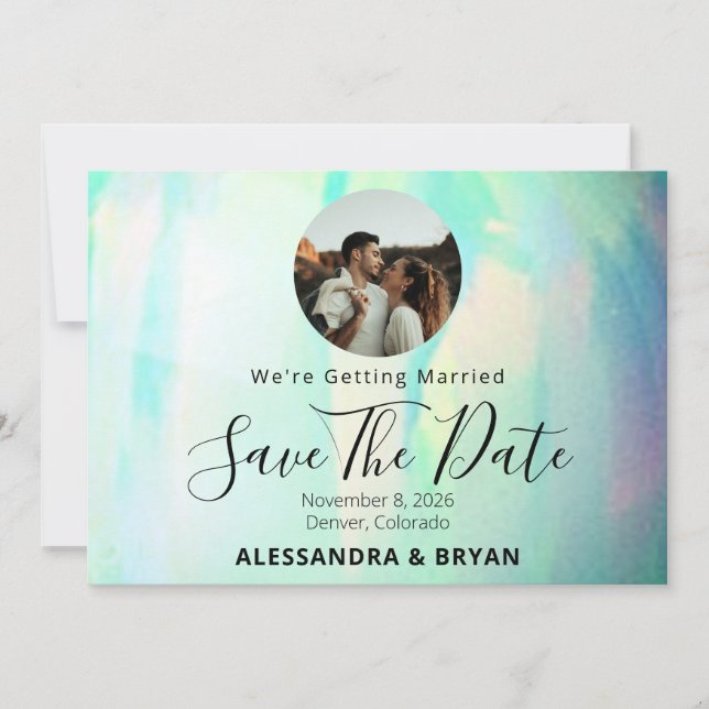 Opal Gemstone Elegant Save The Date (Front)