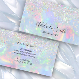 opal gemstone faux glitter effect business card