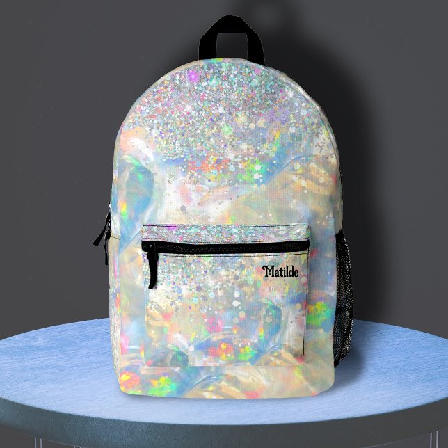 opal gemstone faux glitter printed backpack (Creator Uploaded)