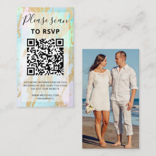 Opal Gemstone Gold Elegant modern with QR code Enclosure Card