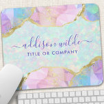 Opal Gemstone Pastel Iridescent Salon Business Mouse Mat<br><div class="desc">Opal Gemstone Pastel Iridescent Modern Business Mouse Pad. This design features colourful rainbow pastel opal gemstones in a contemporary artsy style accented with gold glitter edges. This bright girly design is perfect for any professional business woman looking for a fun artistic corporate idenity. Perfect for an event planner, makeup artist,...</div>