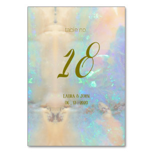 Opal Gemstone Wedding Table Number Card