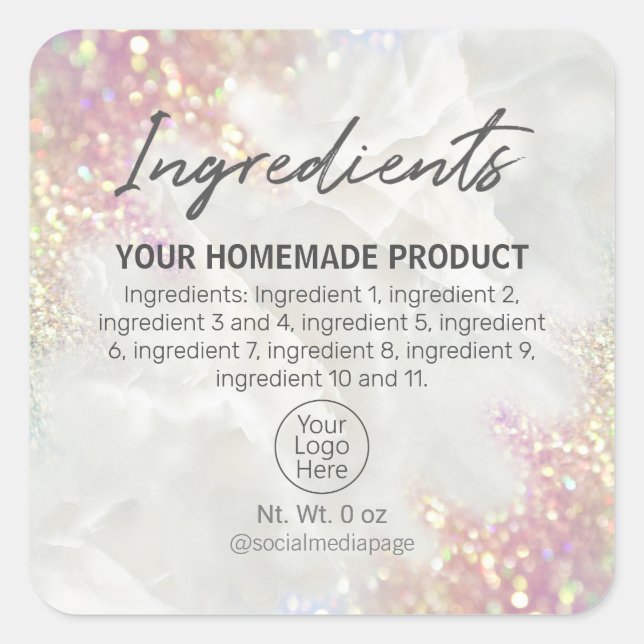 Opal Glitter On Marble Ingredient Labels (Front)