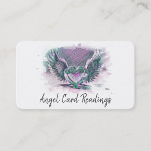 *~* Opal Heart Angel Wings AP78 QR Pastel Business Card