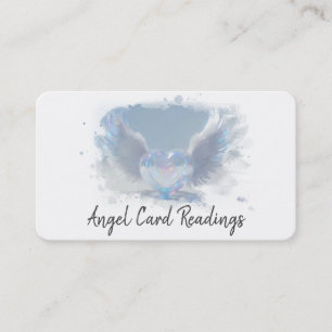 *~* Opal Heart Angel Wings AP78 SOFT BLUE QR Business Card