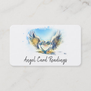 *~* Opal Heart Gold Angel Wings AP78 QR Sky Blue Business Card