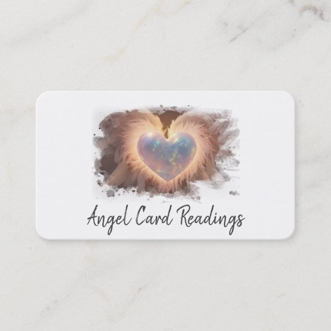 *~* Opal Heart Gold QR Angel Wings AP78 WHITE Business Card (Front)