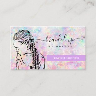 Opal Holographic Hair Braider Stylist  Business Card
