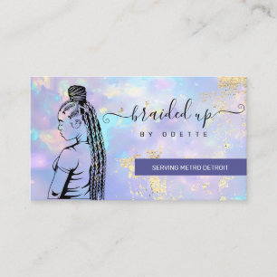 Opal Holographic Hair Braider Stylist Hair Salon Business Card