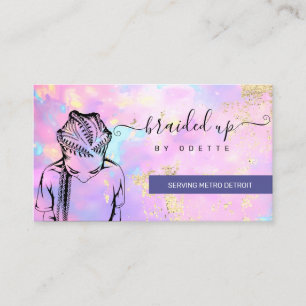 Opal Holographic Hair Braider Stylist Hair Salon Business Card