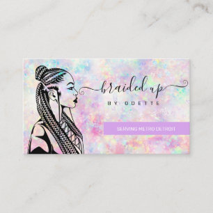 Opal Holographic Hair Braiding Braider Braid Salon Business Card