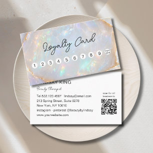 Opal Holographic Marble QR Code 10 Loyalty Card