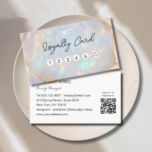 Opal Holographic Marble QR Code 5 Loyalty Card