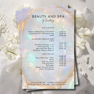 Opal Holographic Marble Salon Pricelist Flyer