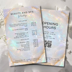 Opal Holographic Marble Salon QR Code Pricelist Flyer