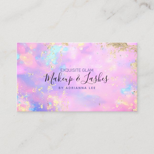 Opal Holographic MUA Beauty Salon Makeup Artist Bu Business Card (Front)