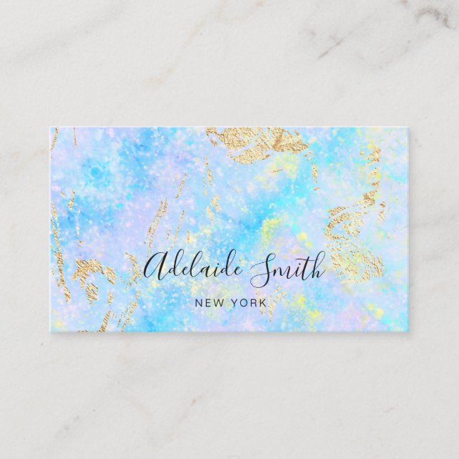 opal inspired blue business card (Front)