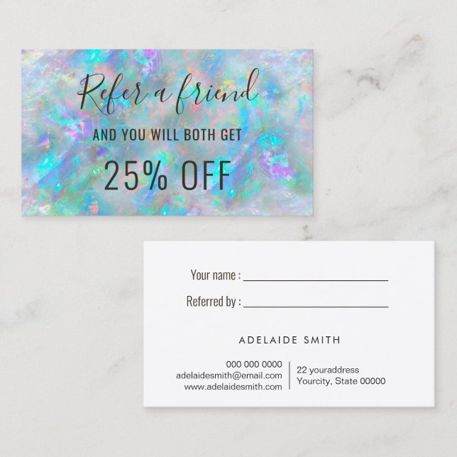 opal inspired referral business card (Front/Back)