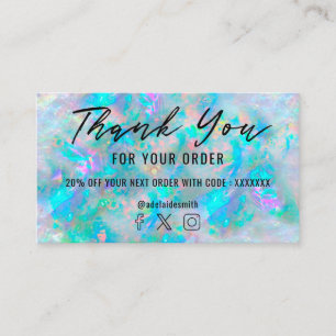 opal inspired texture thank you business card