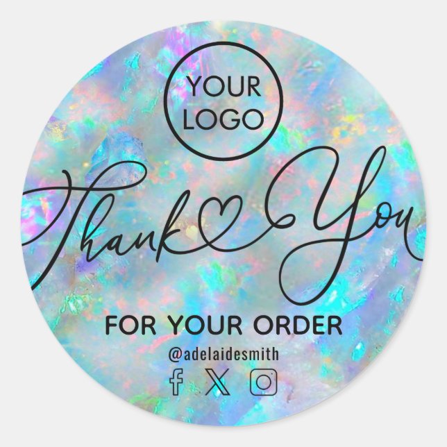 opal inspired thank you script classic round sticker (Front)