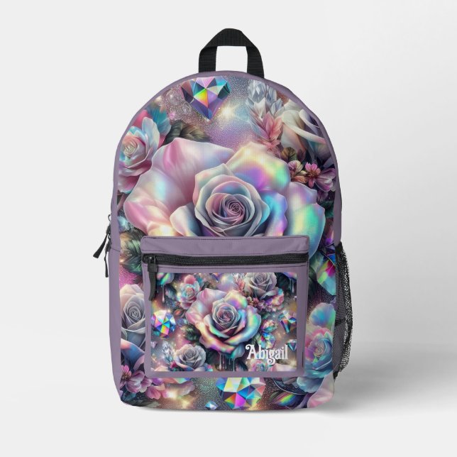 Opal Iridescent Rose School Backpack (Front)