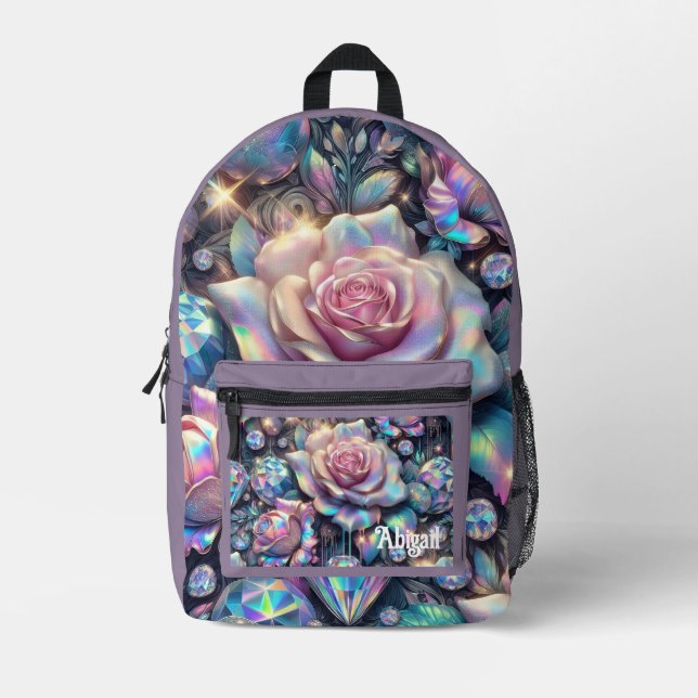 Opal Iridescent Rose School Backpack (Front)