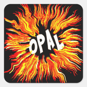 Opal Name Star on Fire Square Sticker